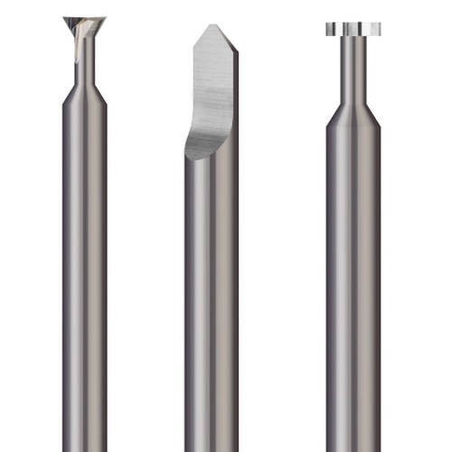 0.175 Length of Cut Solid Carbide Tool 0.070 Tip Diameter Micro 100 CS-375-082 Double End Countersink & Chamfer Tool 6 Flute 82° Included Angle 2.5 Overall Length 3/8 Shank Diameter 